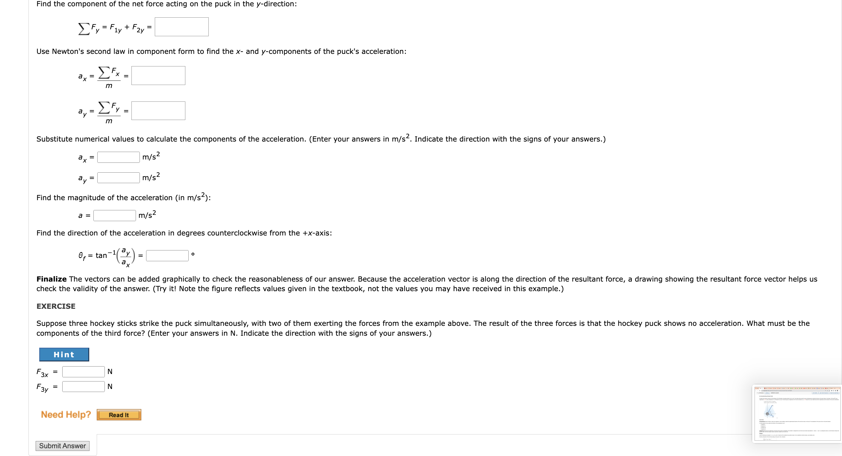 Solved A hockey puck moving on a frictionless surface is