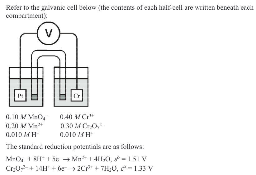 Solved Refer to the galvanic cell below (the contents of | Chegg.com