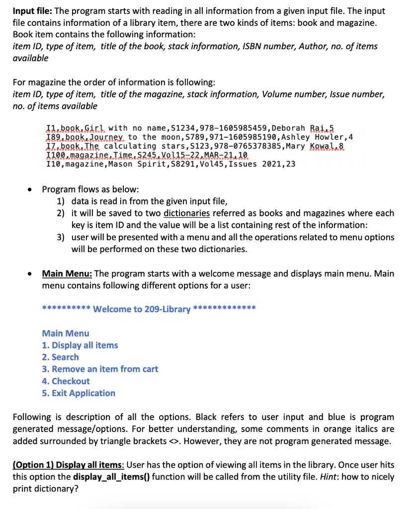 Solved Input file: The program starts with reading in all | Chegg.com