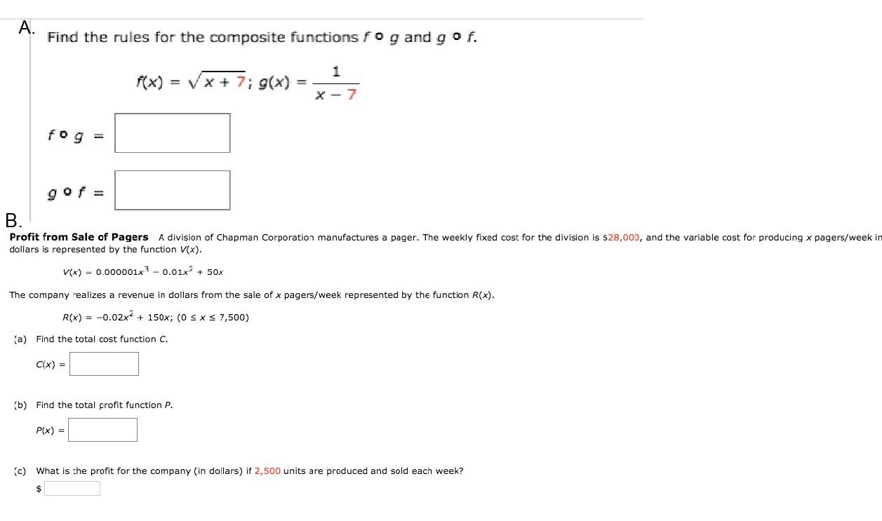 Solved Find The Rules For The Composite Functions Fog And Chegg Com