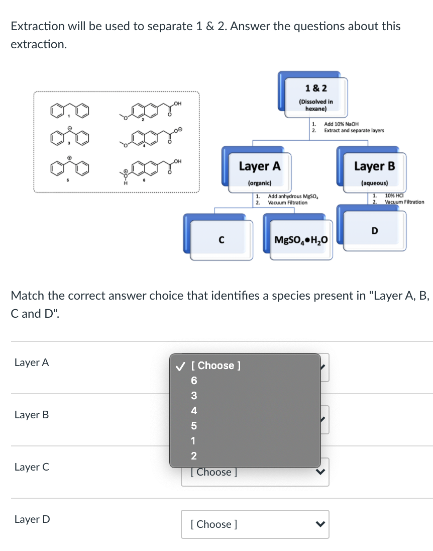 Solved Extraction Will Be Used To Separate 1 & 2. Answer The | Chegg.com