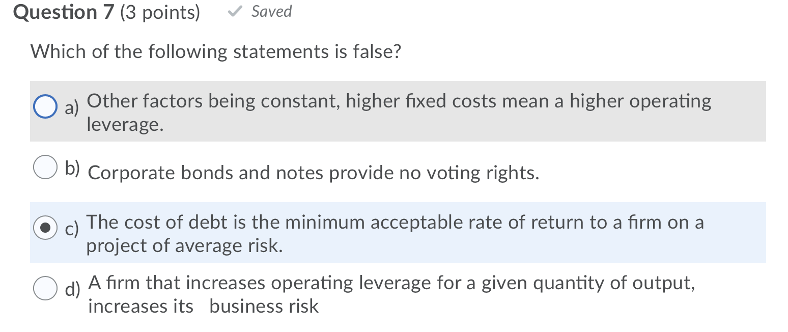 Solved Question 7 (3 points) Saved Which of the following | Chegg.com