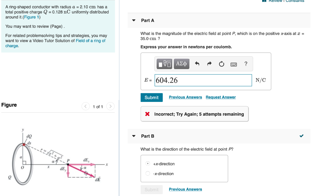 Solved Review Constants A ring-shaped conductor with radius | Chegg.com