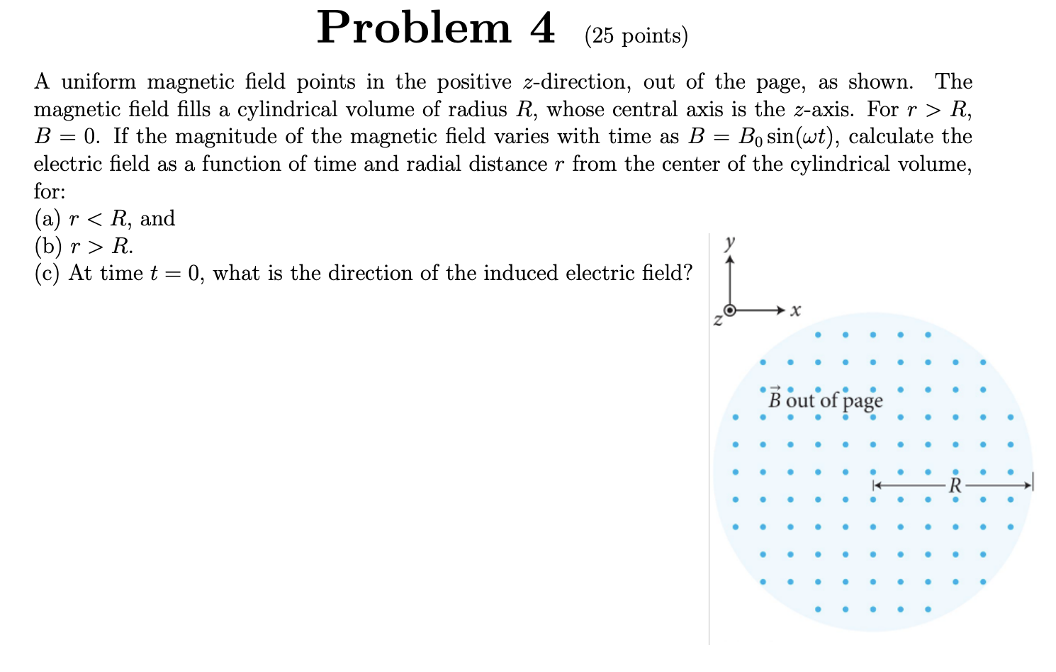 Solved Problem 4 (25 Points) A Uniform Magnetic Field Points | Chegg.com