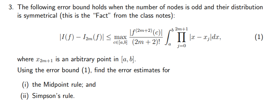 Error Bound Form Solved 3. The following error bound holds when the number of | Chegg.com
