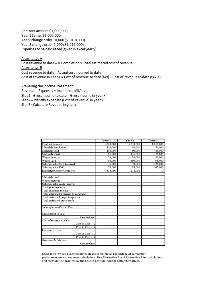 10000 Contract Example Contract Amount $1,000,000, Year 1 Same, $1,000,000 | Chegg.com