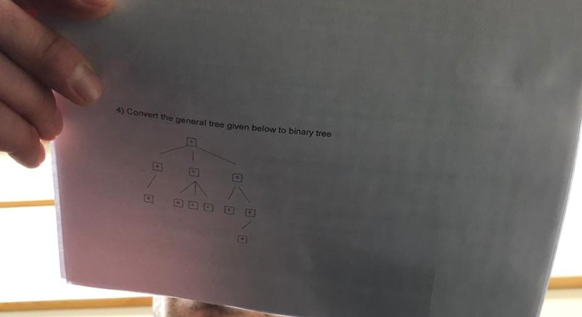 Solved 4) Conv ert the general tree given below to binary | Chegg.com