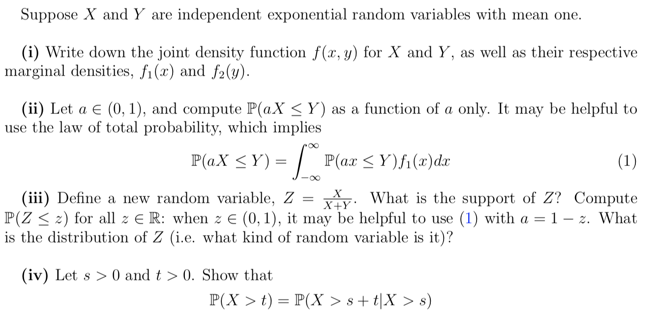 Solved Suppose X And Y Are Independent Exponential Random Chegg Com