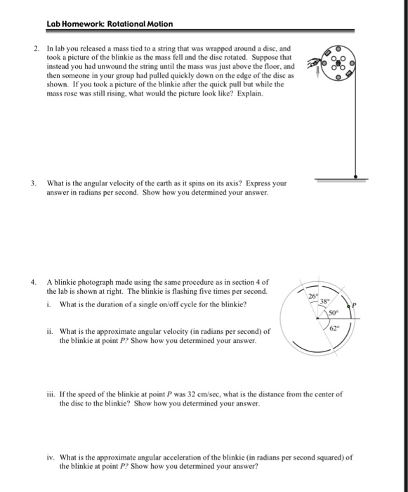 Solved Lab Homework: Rotational Motion 2. In lab you | Chegg.com