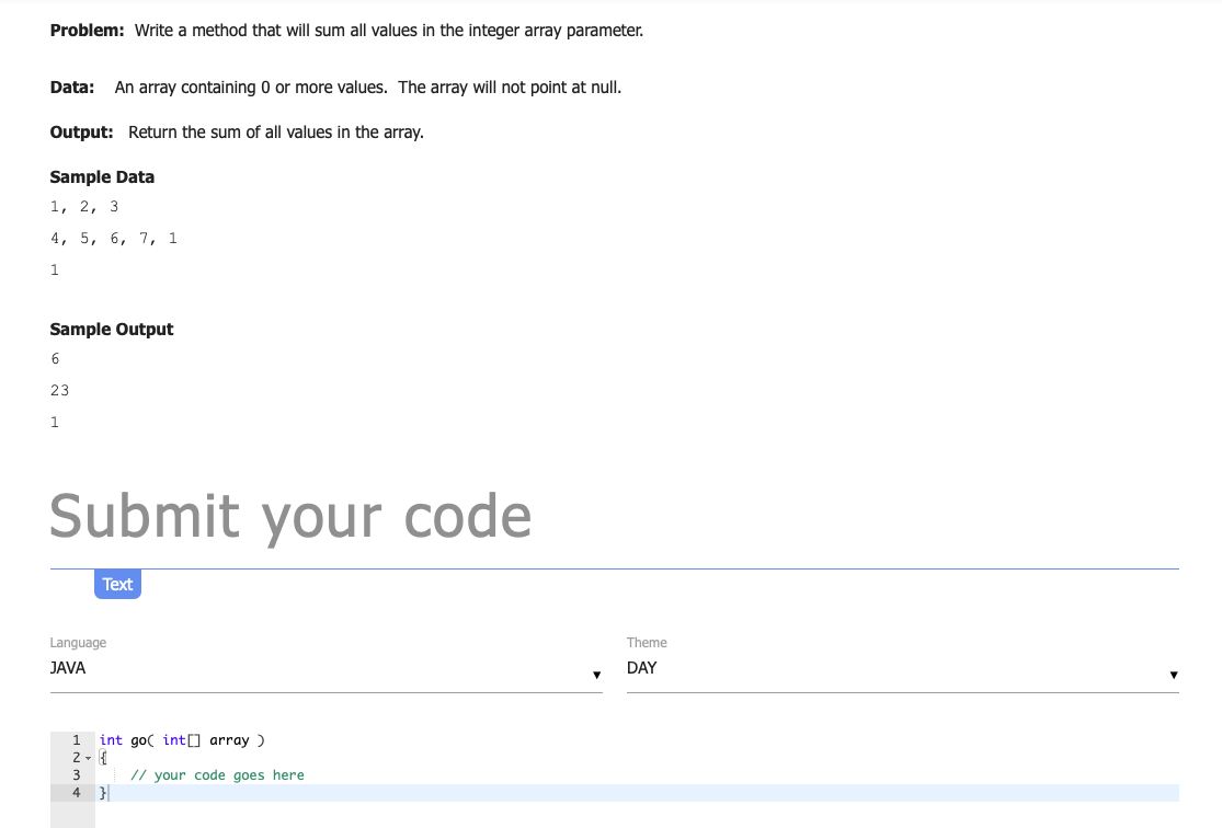 Solved Problem: Write a method that will sum all values in | Chegg.com