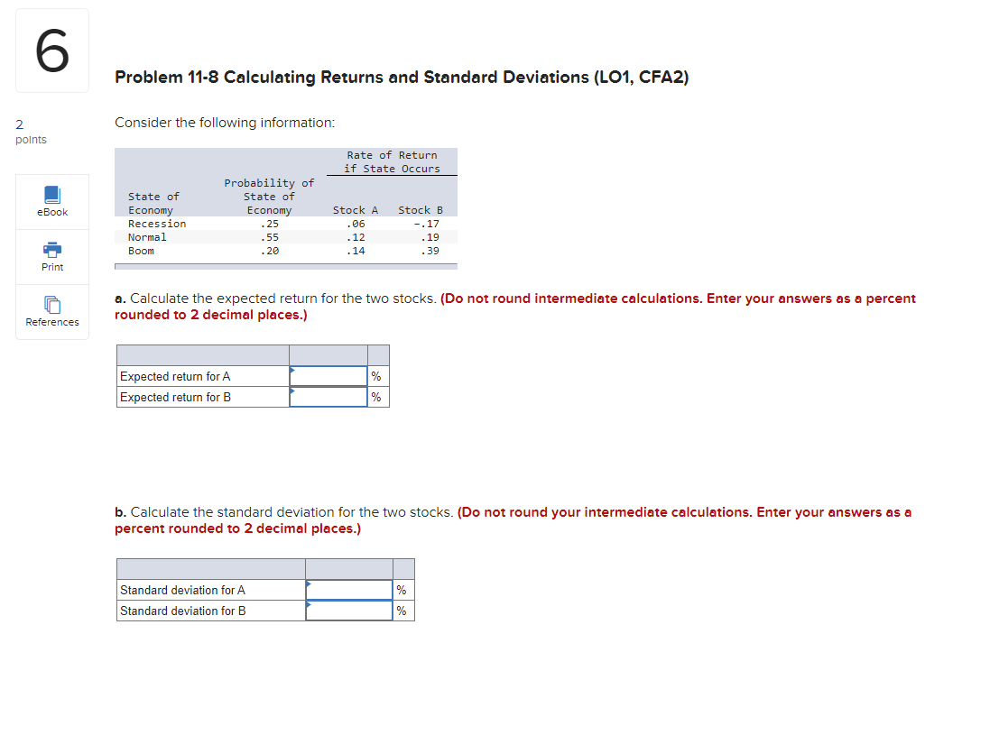 Solved Problem 11-8 Calculating Returns And Standard | Chegg.com