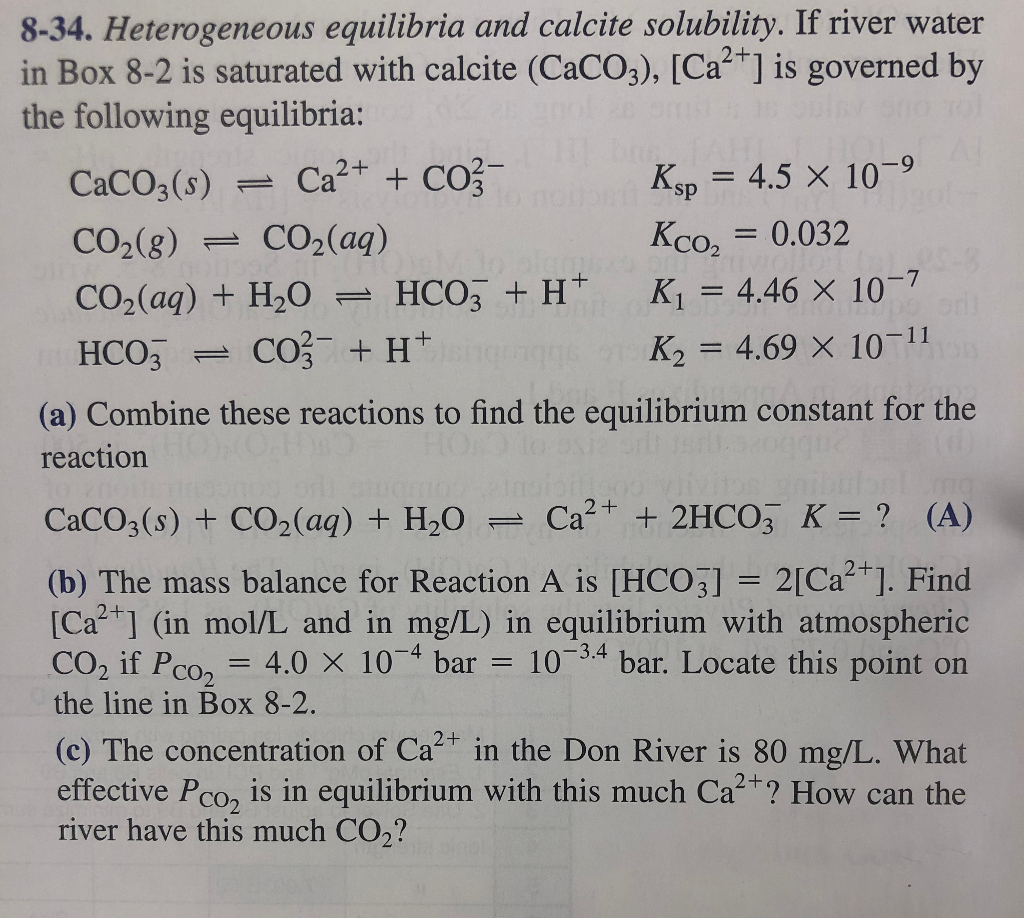 Solved 8-34. Heterogeneous Equilibria And Calcite | Chegg.com