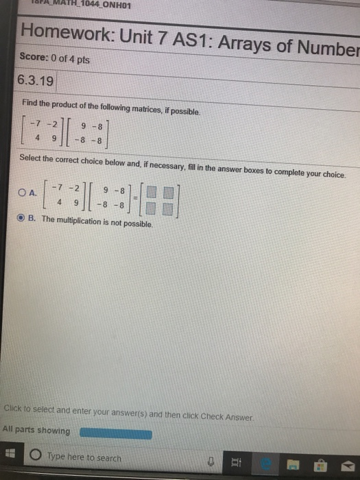 Unit 7 Homework 4 Arrays Answers.pdf Solved SPA MATH 1044 ONH01 Homework: Unit 7 AS1: Arrays of | Chegg.com