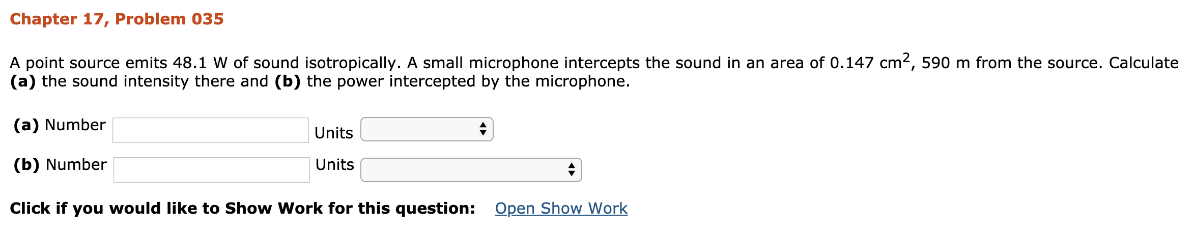Solved Chapter 17, Problem 035 A point source emits 48.1 W | Chegg.com