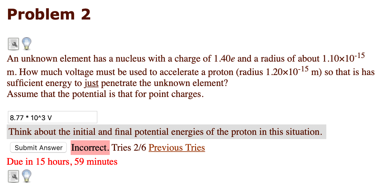 Solved Problem 2 An unknown element has a nucleus with a | Chegg.com