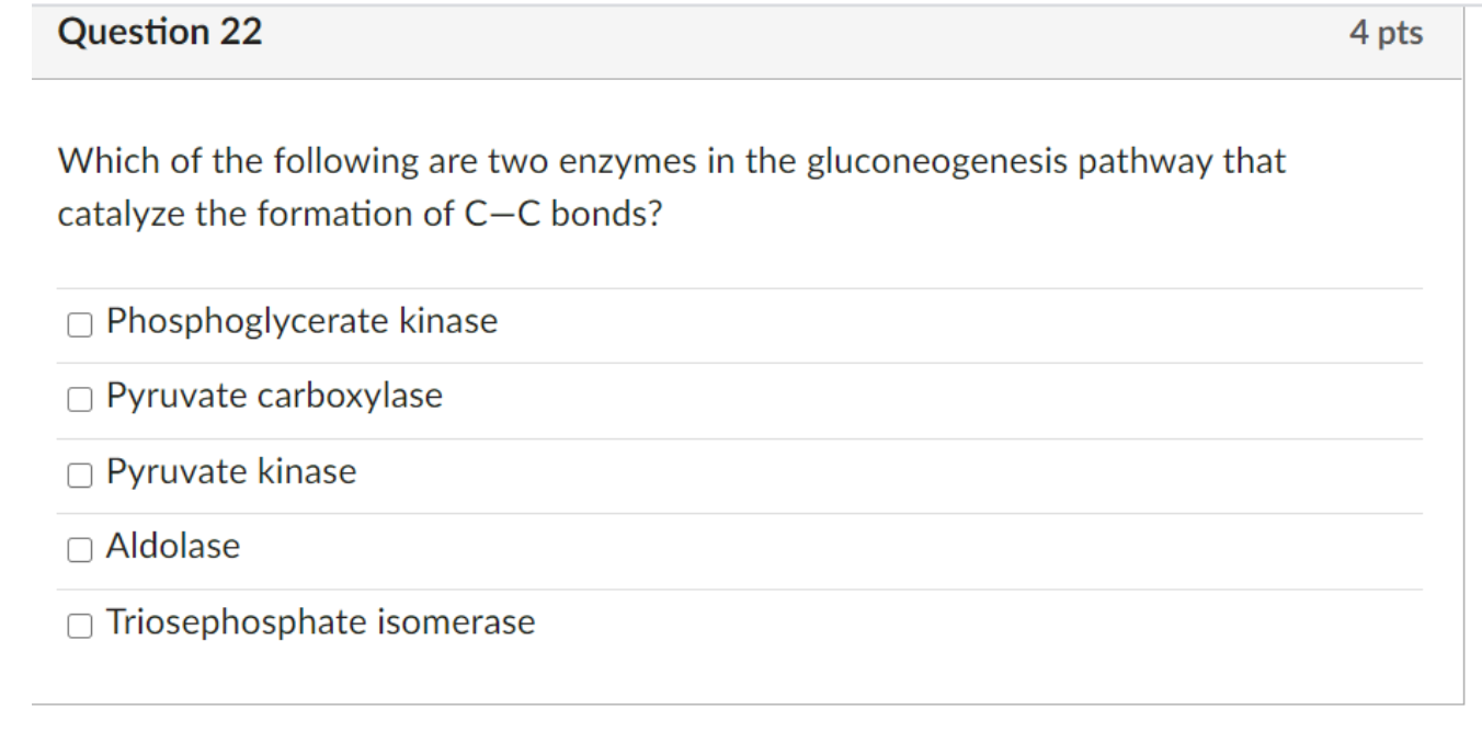 Solved Question 22 Which of the following are two enzymes in | Chegg.com