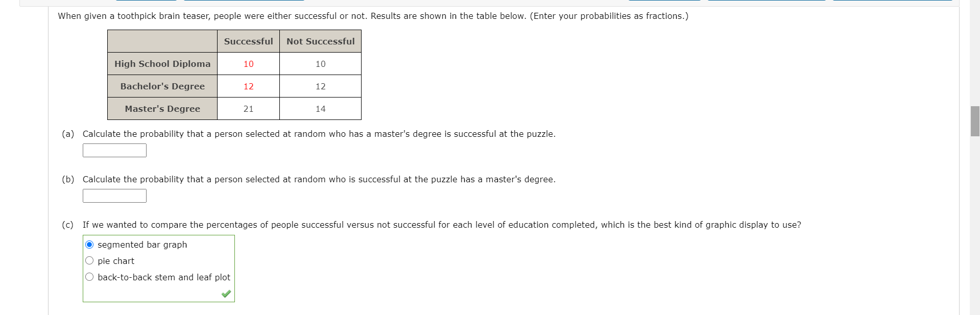 Solved When given a toothpick brain teaser, people were