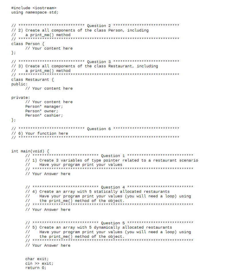 Solved Your Tasks 1. Create 3 variables of type pointer | Chegg.com
