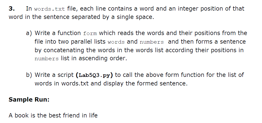 Solved 3. In words.txt file, each line contains a word and | Chegg.com