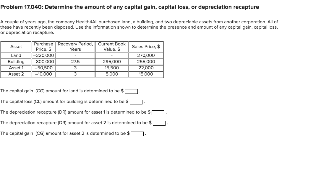 Solved Problem 17.040: Determine the amount of any capital | Chegg.com
