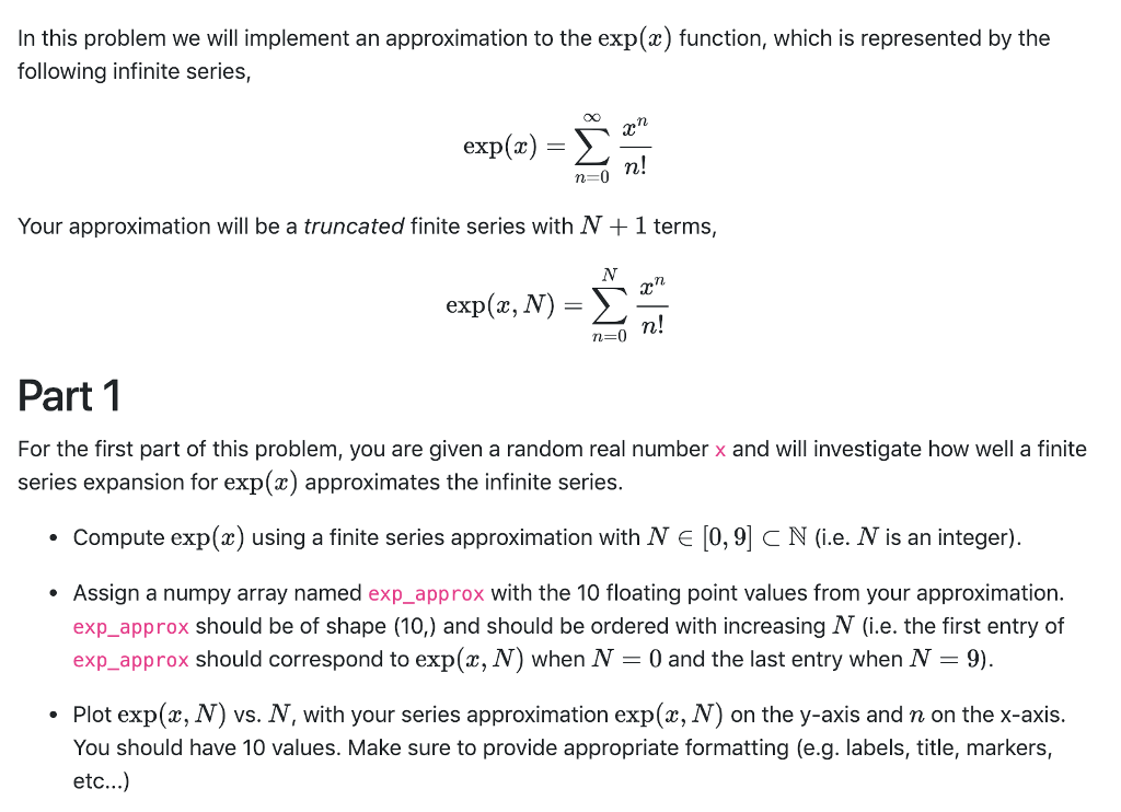 Solved In this problem we will implement an approximation to | Chegg.com