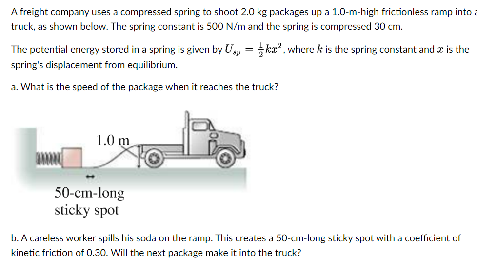 Solved A freight company uses a compressed spring to shoot | Chegg.com