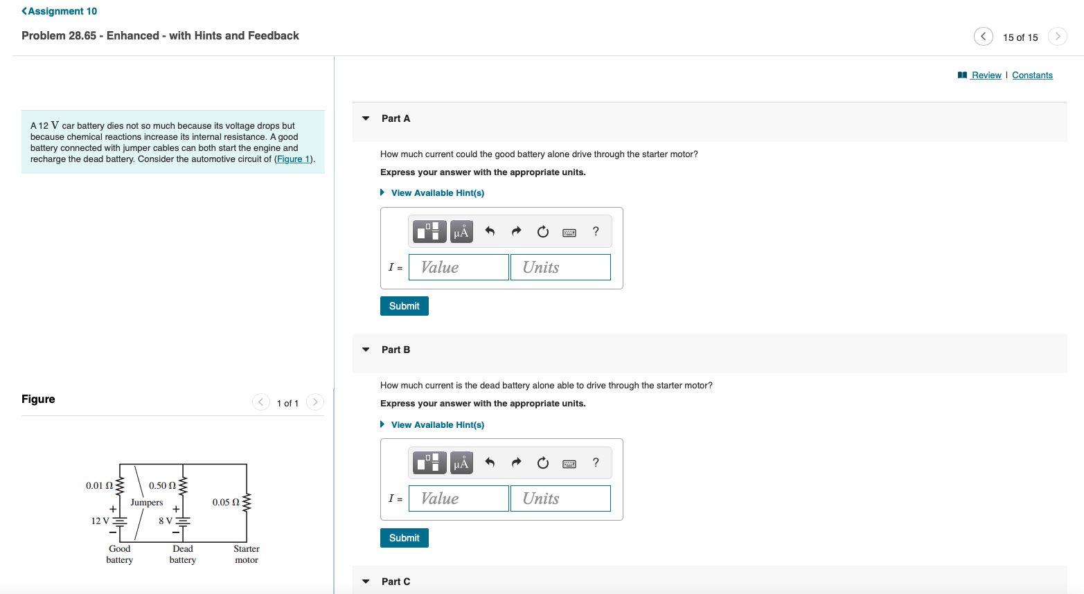 Solved Review Constants Part C With The Jumper Cables Chegg Com