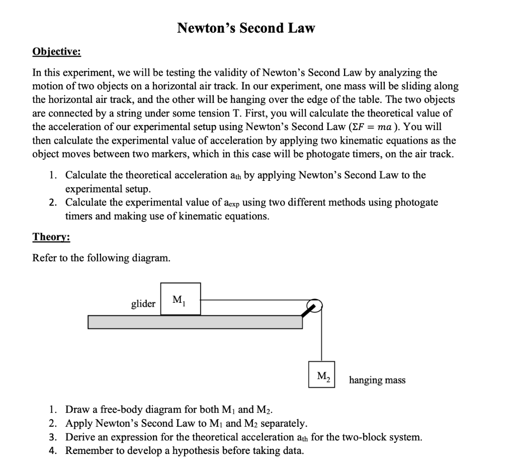 Solved Newton's Second Law Objective: In this experiment, we | Chegg.com