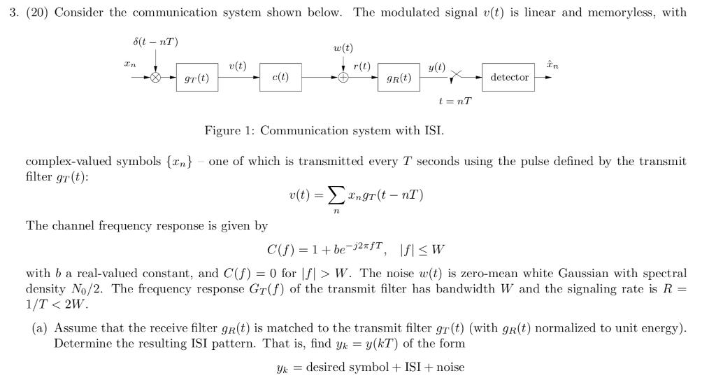 3. (20) Consider the communication system shown | Chegg.com