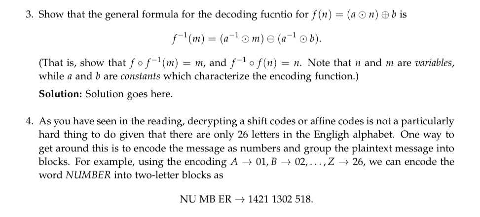 Solved 3. Show that the general formula for the decoding | Chegg.com