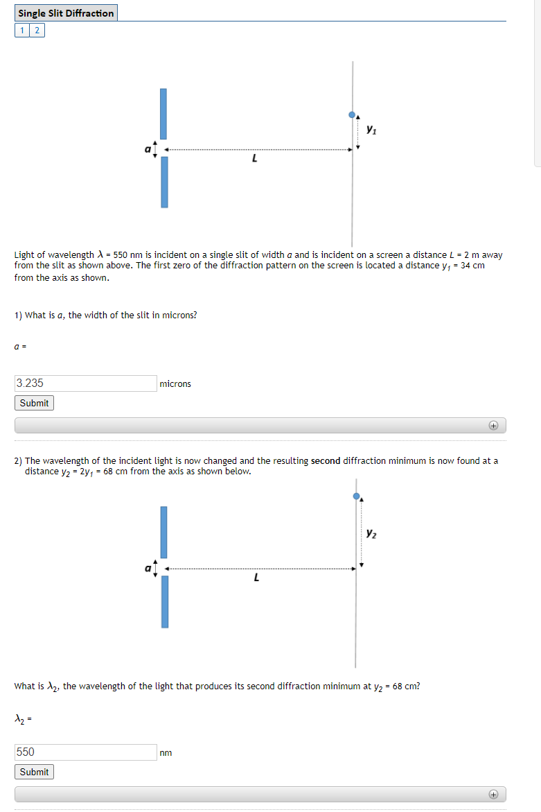 Solved Single Slit Diffraction 112 Y1 L Light of wavelength | Chegg.com