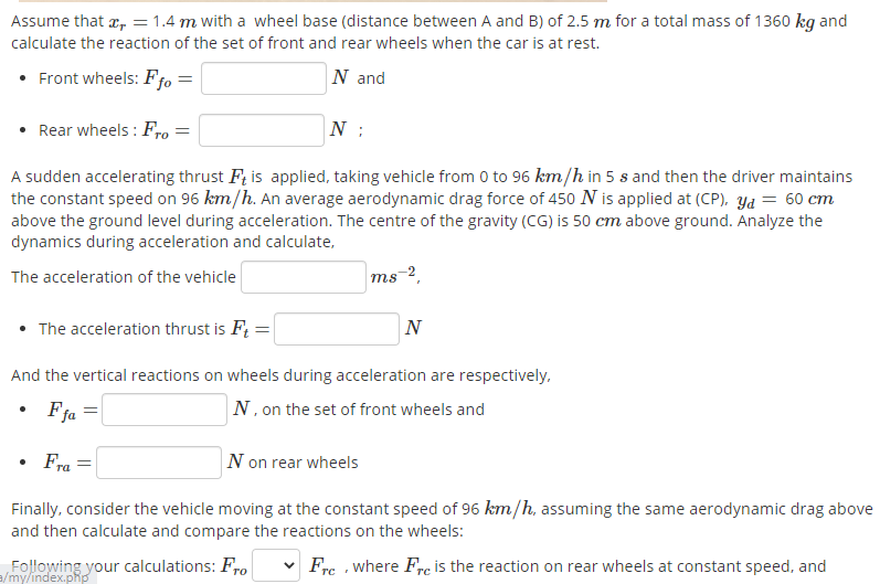Solved Assume that I = 1.4 m with a wheel base (distance | Chegg.com