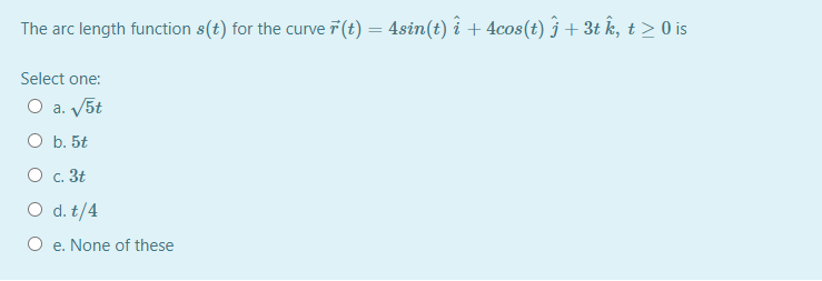 Solved He Arc Length Function S T For The Curve Chegg Com
