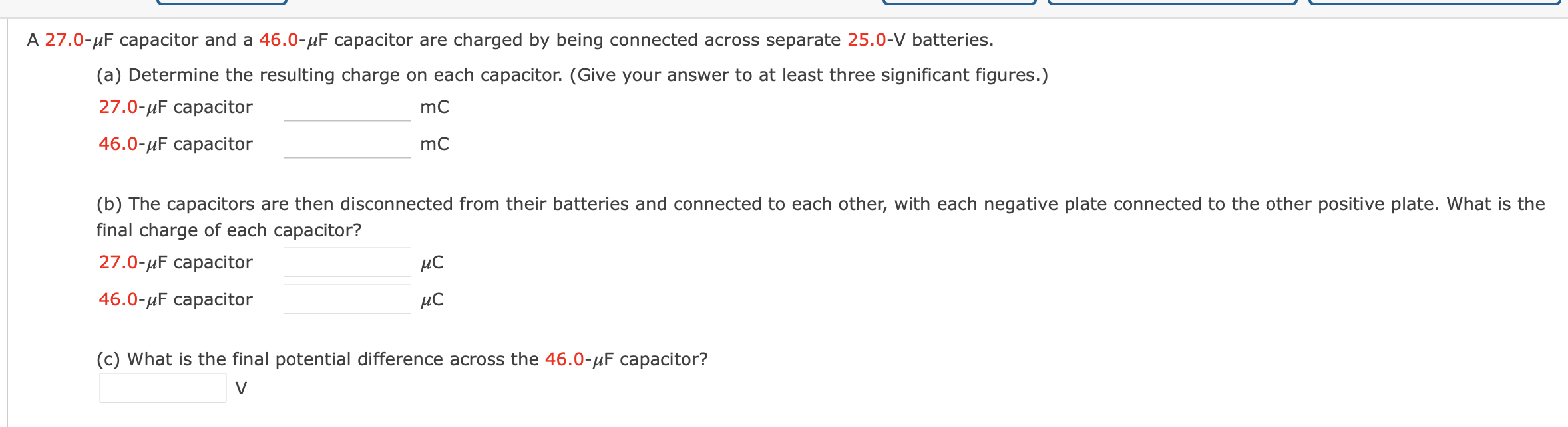 Solved A 27.0-uF capacitor and a 46.0-uF capacitor are | Chegg.com
