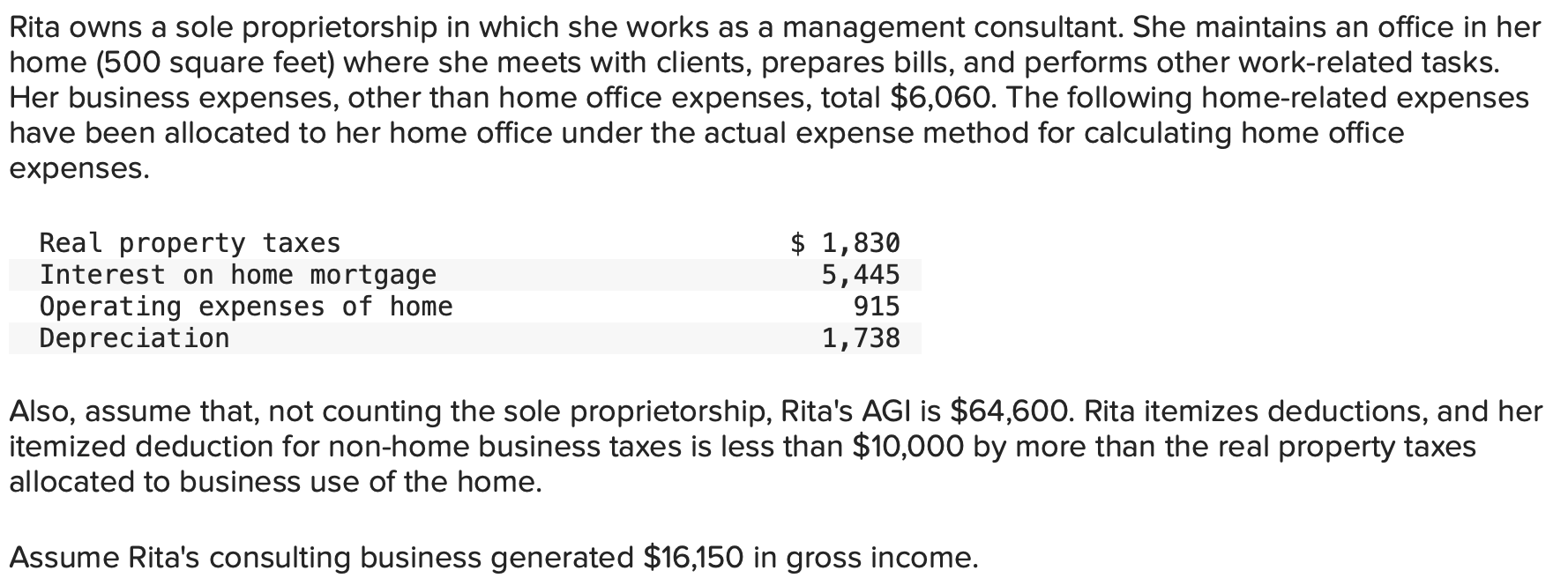 Solved \r\nGiven the original facts, what is Rita's AGI for