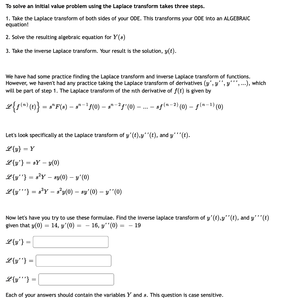 Solved To solve an initial value problem using the Laplace | Chegg.com