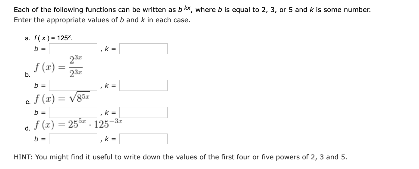 Solved Each Of The Following Functions Can Be Written As B | Chegg.com