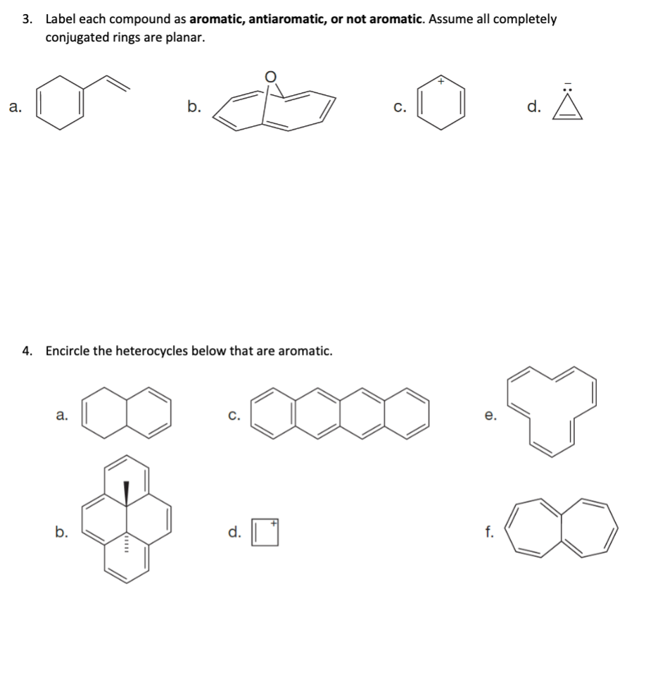 Solved 3. Label Each Compound As Aromatic, Antiaromatic, Or | Chegg.com