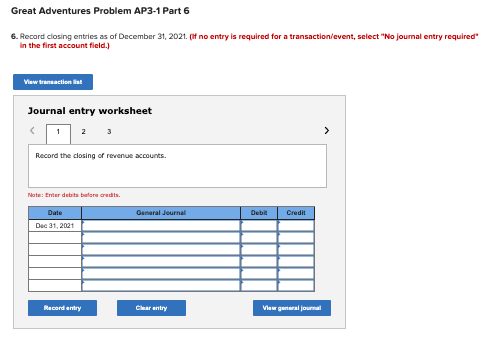 Solved 2 and Great Adventures Problem AP3-1 The following | Chegg.com