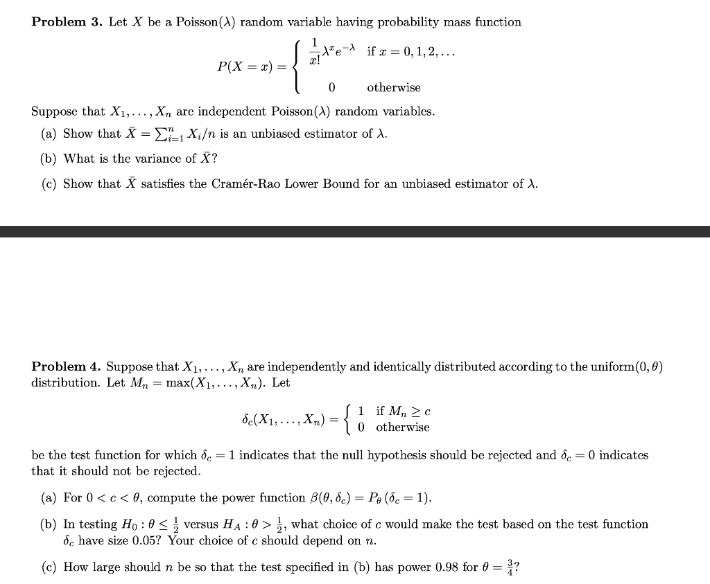 Solved Problem 3 Let X Be A Poisson A Random Variable H Chegg Com