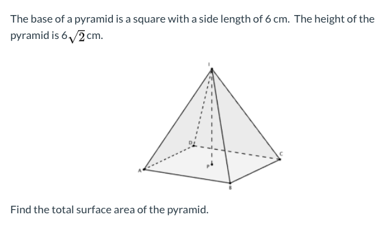 Solved The base of a pyramid is a square with a side length | Chegg.com