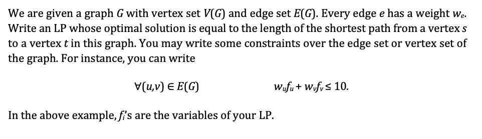 Solved We Are Given A Graph G With Vertex Set V(G) And Edge | Chegg.com