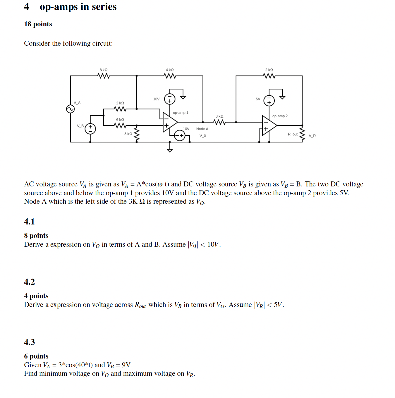 Solved 4 opamps in series 18 points Consider the following
