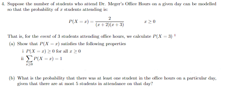 Solved Suppose the number of students who attend Dr. Meger's 