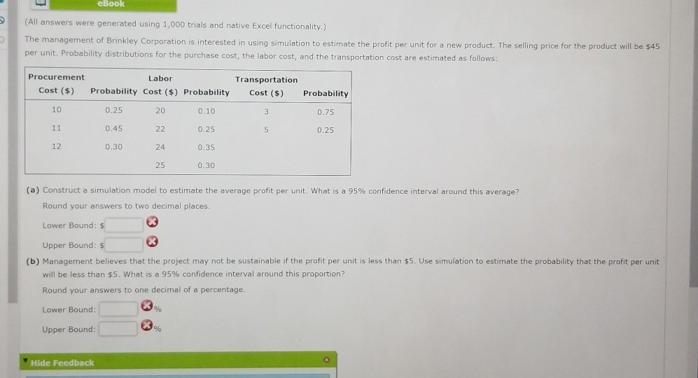 Solved CBOOK (All answers were generated using 1,000 trials | Chegg.com