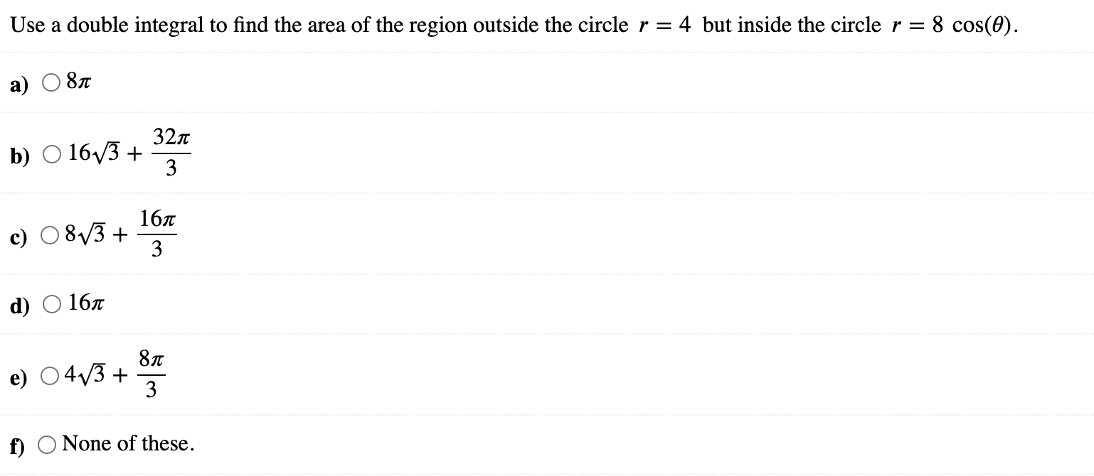 double integral to find area of circle