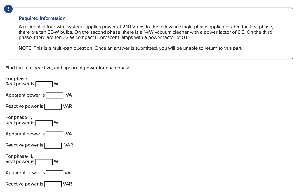 Solved Required information A residential fourwire system