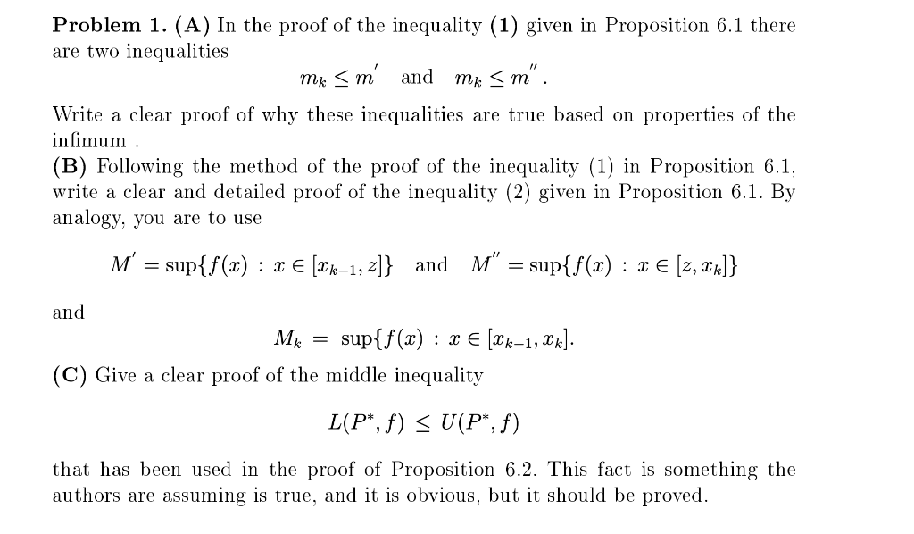 Solved Problem 1. (A) In The Proof Of The Inequality (1) | Chegg.com