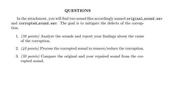 Solved QUESTIONS In the attachment, you will find two sound | Chegg.com