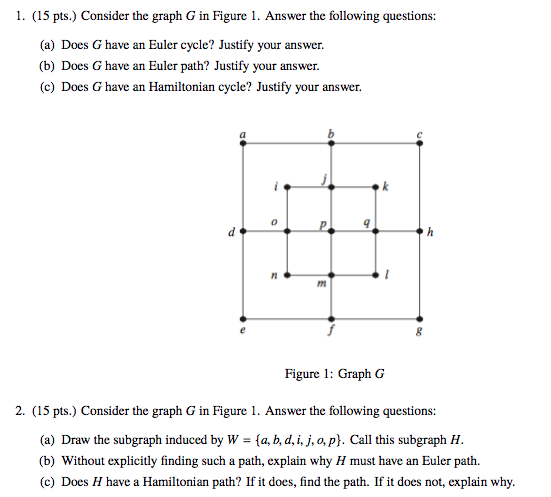 Solved 1. (15 pts.) Consider the graph G in Figure 1. Answer | Chegg.com